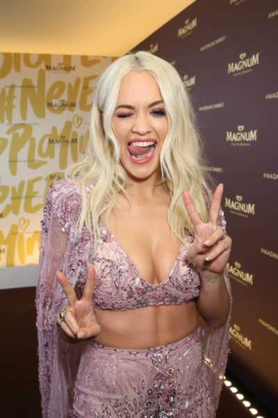 Rita Ora dares to arrive in a fearless outfit at the celebrity packed Magnum ÔTrue to PleasureÕ party in Cannes. crédit photo : Matt Alexander
