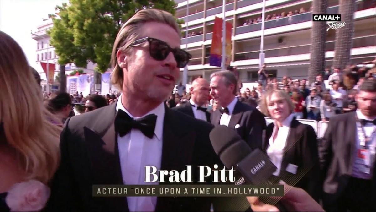 Brad Pitt au micro de Laurent Weil à l’occasion de sa montée des marches – Cannes 2019
